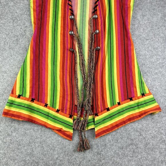 Roja Western Vest Jacket Womens M Vibrant Striped Serape Tassel Tie Southwestern - Picture 3 of 14